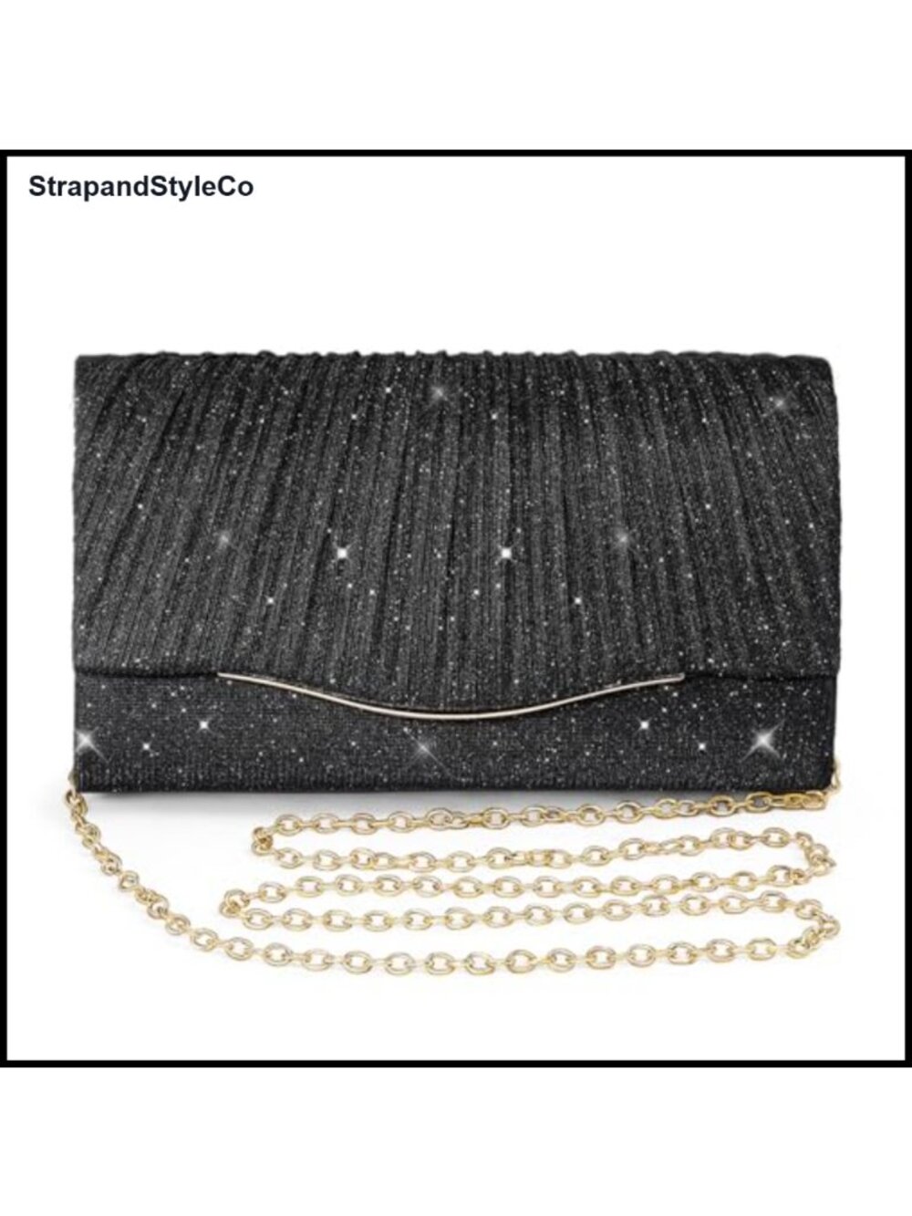 Shimmering Clutch Purse with Detachable Chain Strap Formal Evening Bag